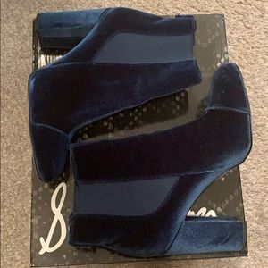 Sam Edelman Blue Velvet Booties